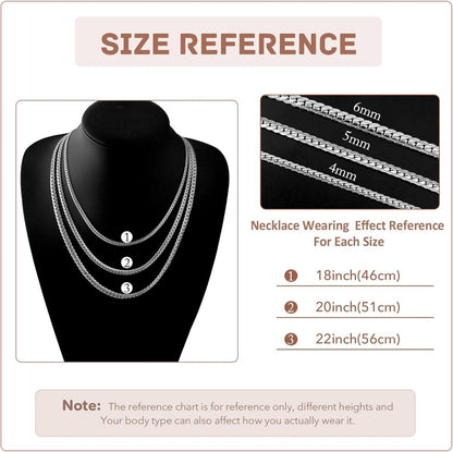 Panzerkette Edelstahl Silber Elegante Link Kette 4/5/6mm 46/51/56cm