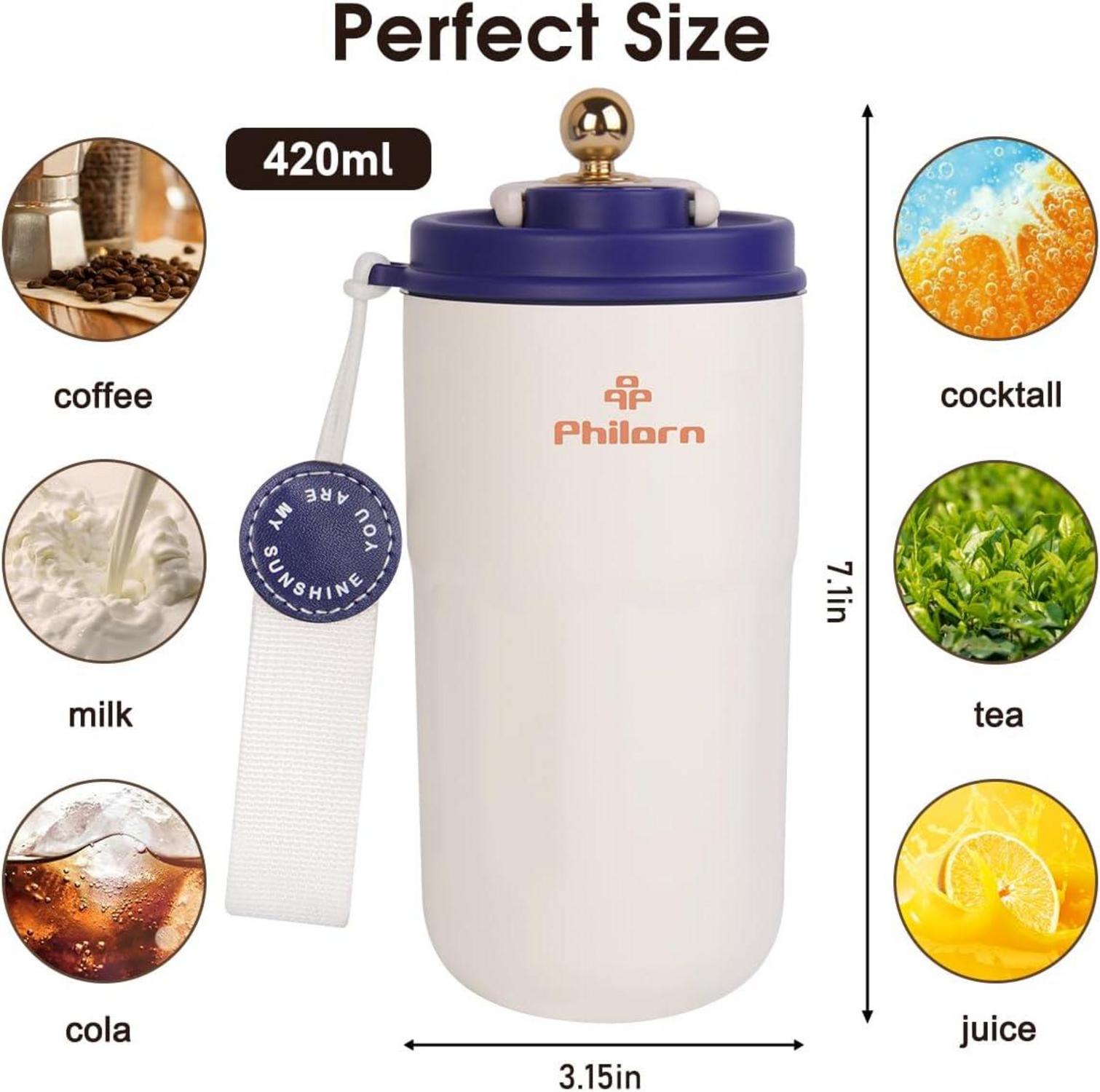 Thermobecher 15oz Kaffee to go Becher mit Deckel Edelstahl