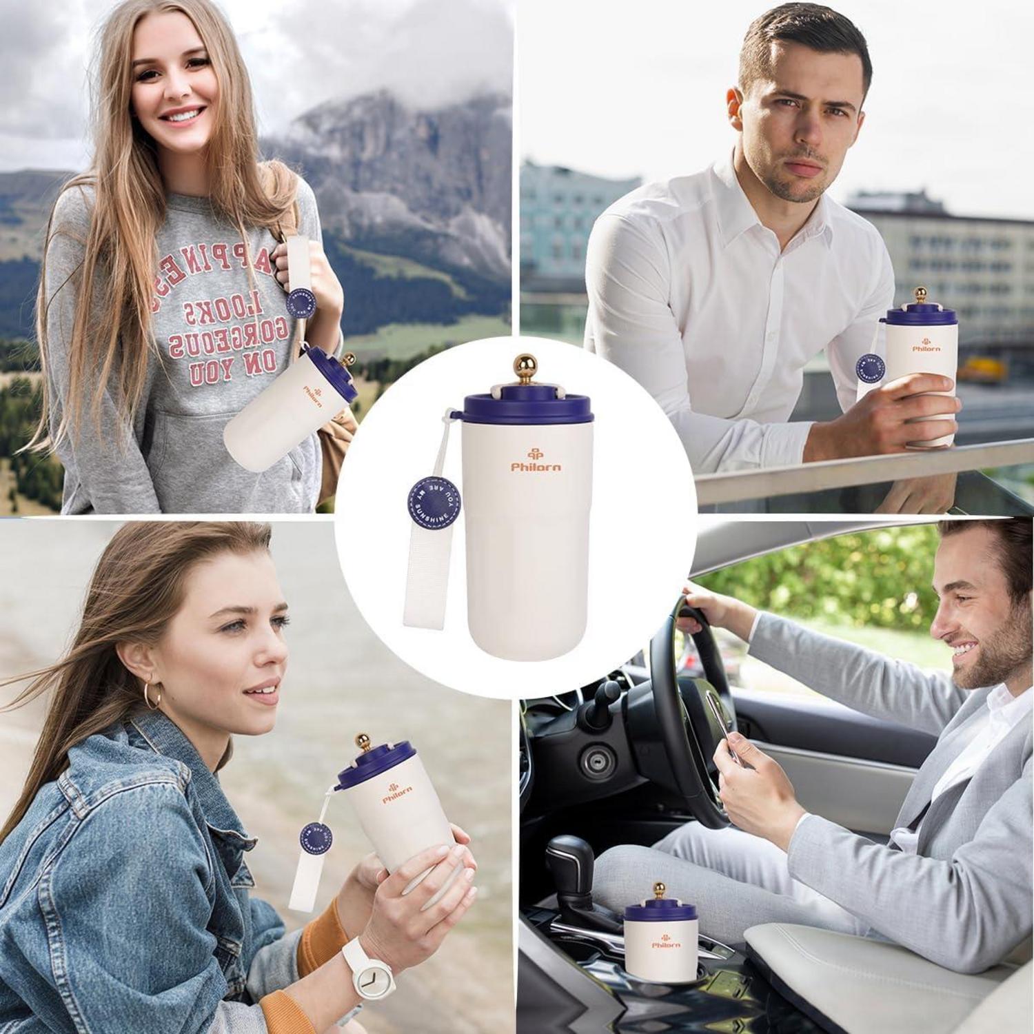 Thermobecher Kaffee to go 420ml Edelstahl auslaufsicher Blau