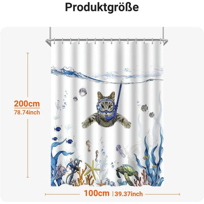 Duschvorhang Katzenschwimme 100x200cm Wasserabweisend