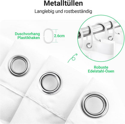 Duschvorhang 100x200cm Grün Blätter Textil Wasserdicht Waschbar Badezimmer