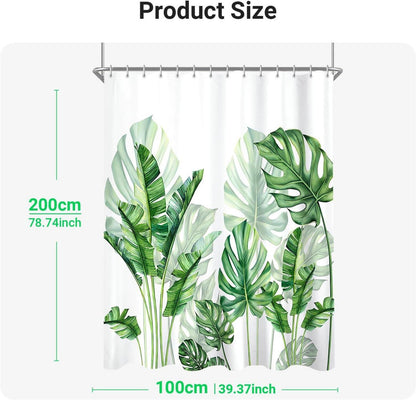 Duschvorhang Grün Blätter 100x200cm Antischimmel Textil_waterabweisend