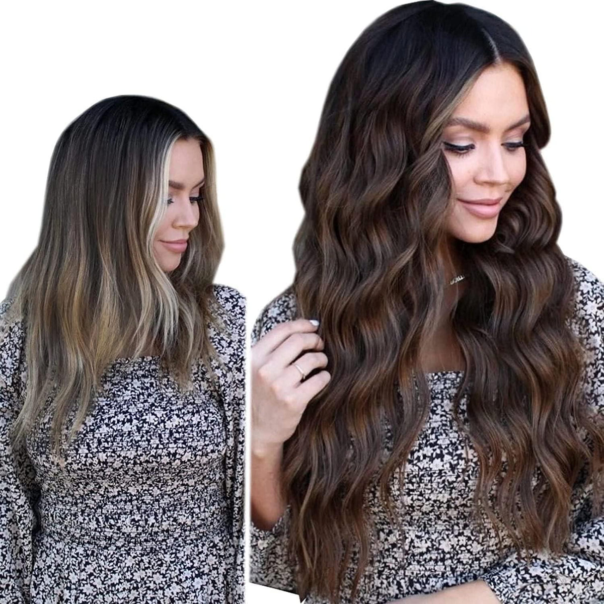 Echthaar-Drahtverlängerung Braun Balayage Ombre 40cm