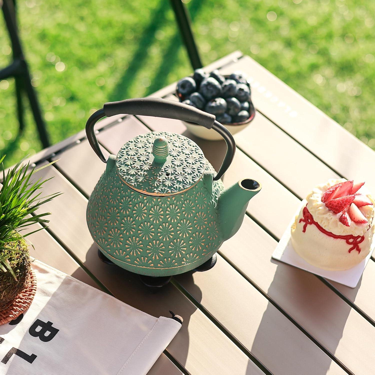 Gusseisen-Teekanne 950ml Kirschblütenmuster Infuser
