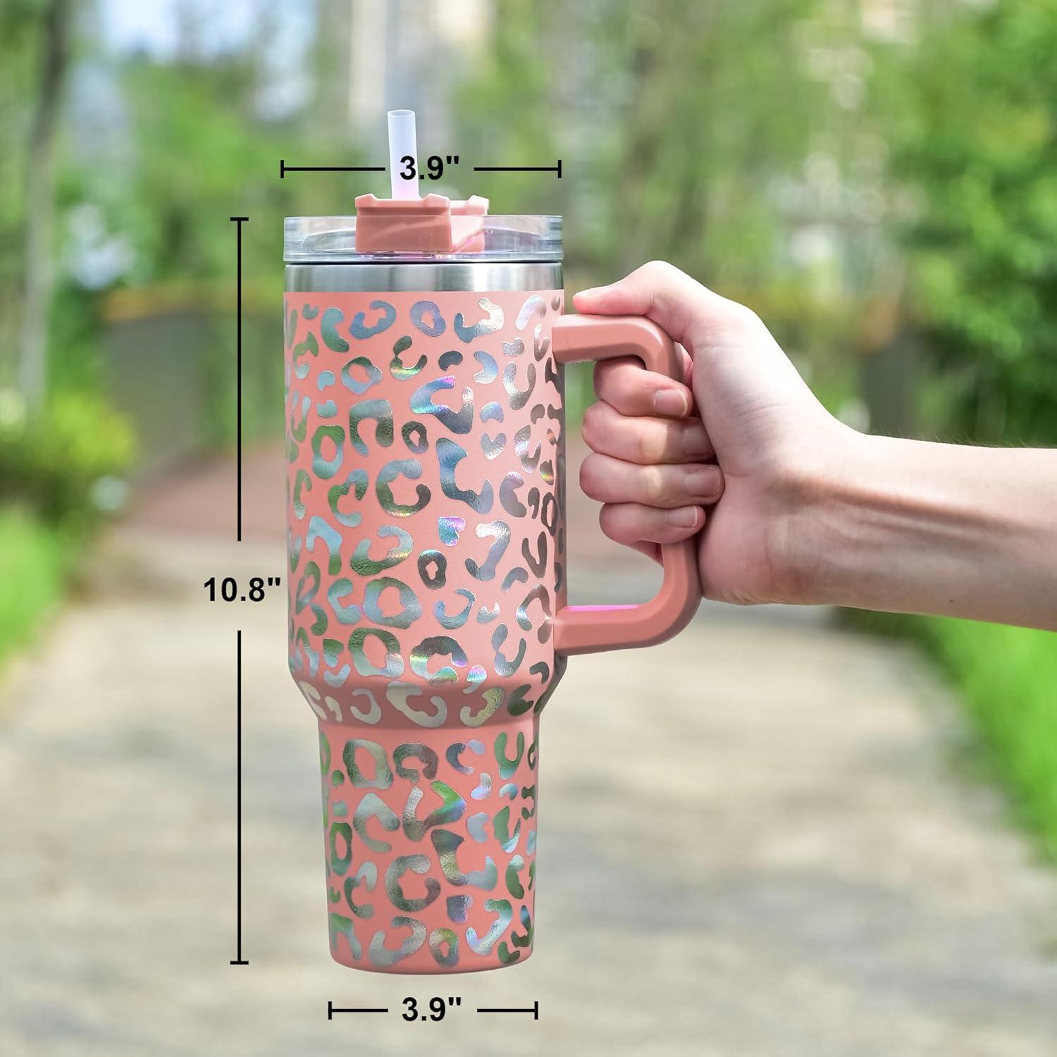 Thermobecher 1,2L Strohhalm Henkel Edelstahl Vakuum Isoliert Kaffeebecher