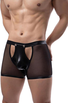 Herren Boxershorts Kunstleder Sexy Wetlook Unterwäsche Sissy