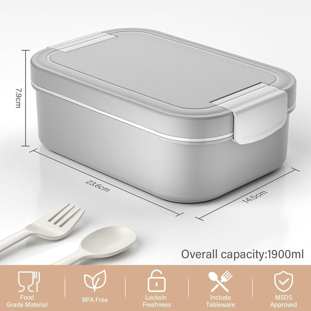 LEIKEEGO Lunchbox Bento Box Auslaufsicher 1900ml Erwachsene Büro Schule