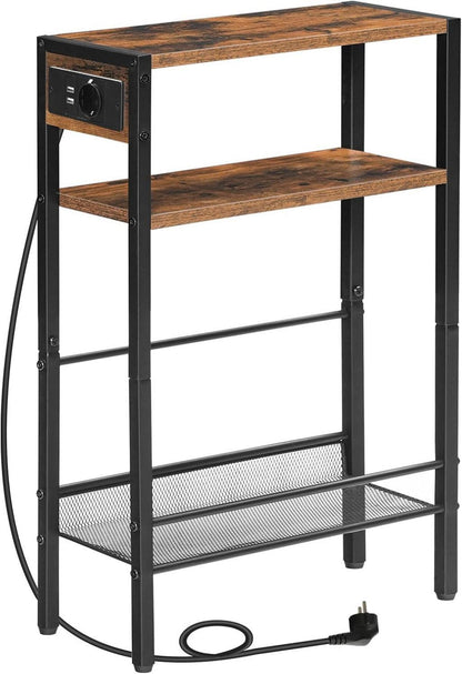 Beistelltisch mit Steckdosenleiste und USB, 3-stufiger Nachttisch