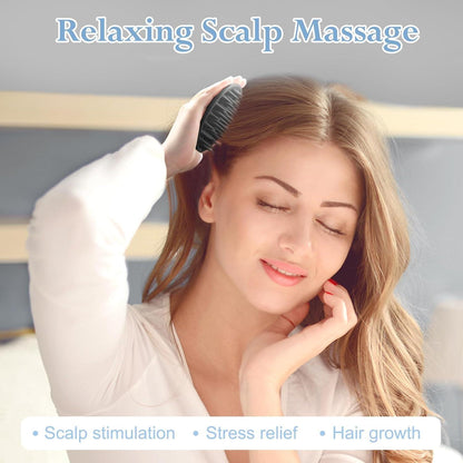Silikon Kopfhaut Massagebürste Haarwuchs Peeling Shampoo Schwarz