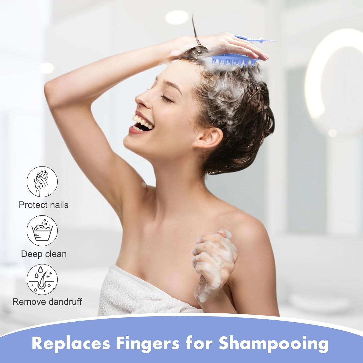 Silikon Kopfhaut Massagebürste für Haarwuchs und Peeling Lavendel