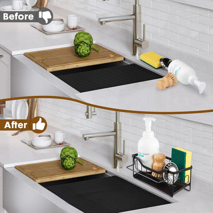 Spülbecken Organizer Schwarz Küchen Sink Caddy Schwammhalter