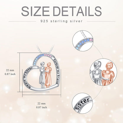925 Sterling Silber Anhänger Halskette Schwester Geschenk