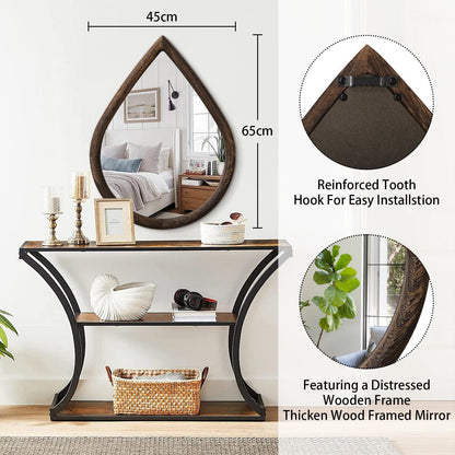 Holzrahmen Teardrop Spiegel Wanddeko 65x45cm Vintage Bauernhaus Stil