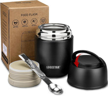 Thermobehälter Edelstahl 500ml mit Löffel Schwarz