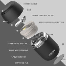 Thermobehälter 500ml Edelstahl Warmhaltebox faltbarem Löffel