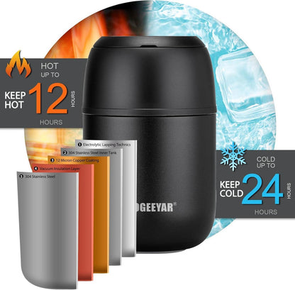 Thermobehälter Essen 500ml Edelstahl Warmhaltebehälter faltbarem Löffel Thermo