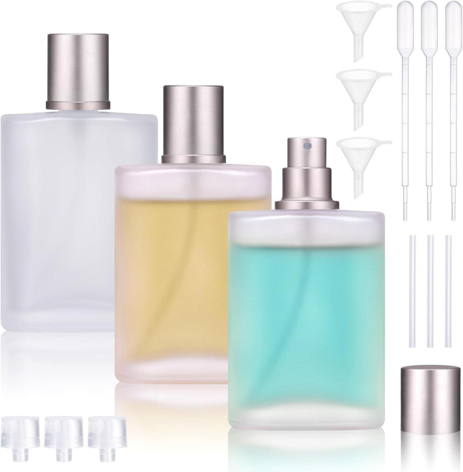 3er Set 50ml Parfumflaschen mit Zubehör - Nachfüllbar & Transparent