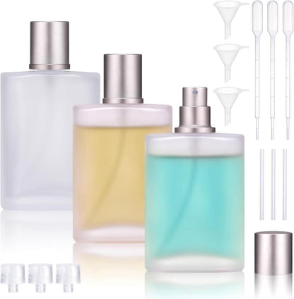 3er Set 50ml Parfumflaschen mit Zubehör - Nachfüllbar & Transparent