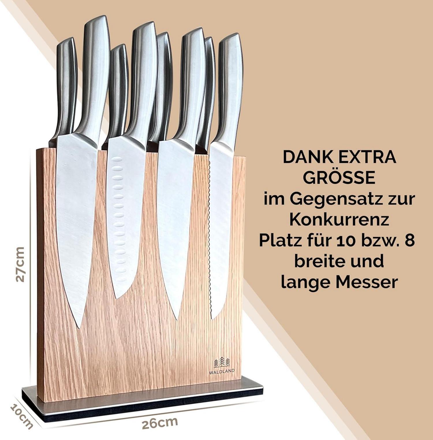 Messerblock magnetisch aus Eichenholz für 10 Messer magnetischbiocks