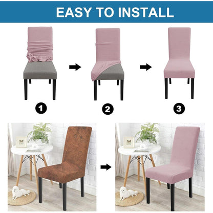 Stuhlhussen Stretch 2er Set Rosa – Abnehmbar & Waschbar