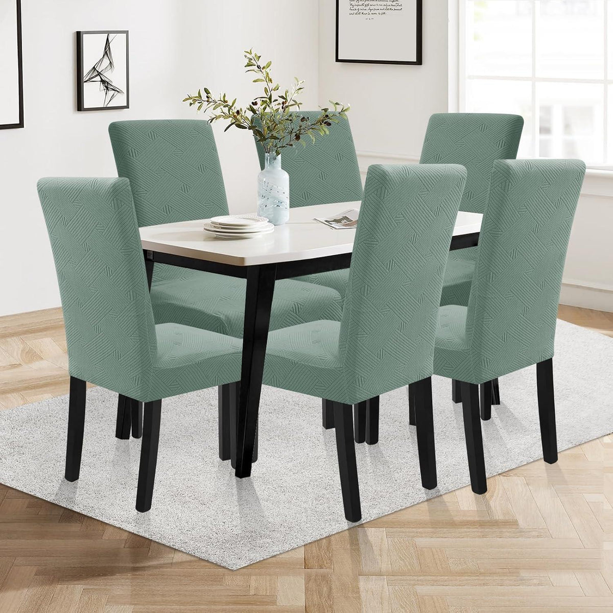 Stretch Stuhlhussen Set 4er - Grün - Waschbar & Universal