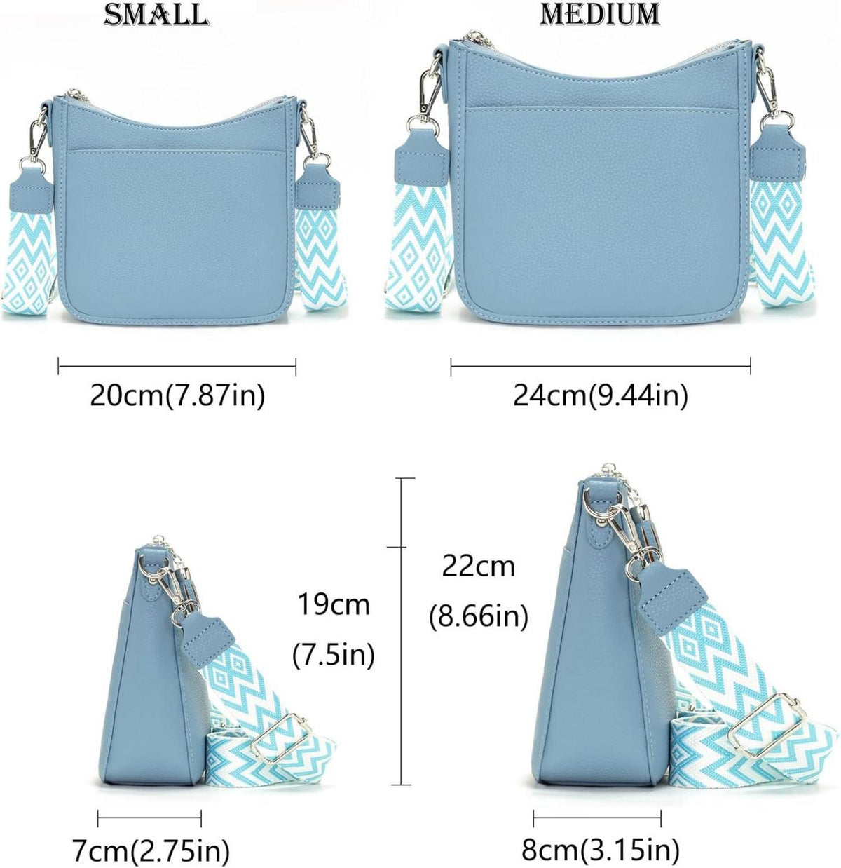 Damen Umhängetasche Crossbody Handtasche Himmelblau