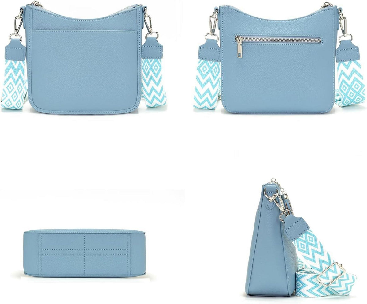 YISUOHOOM Damen Handtasche Crossbody Umhängetasche Mehrere Fächer Blau