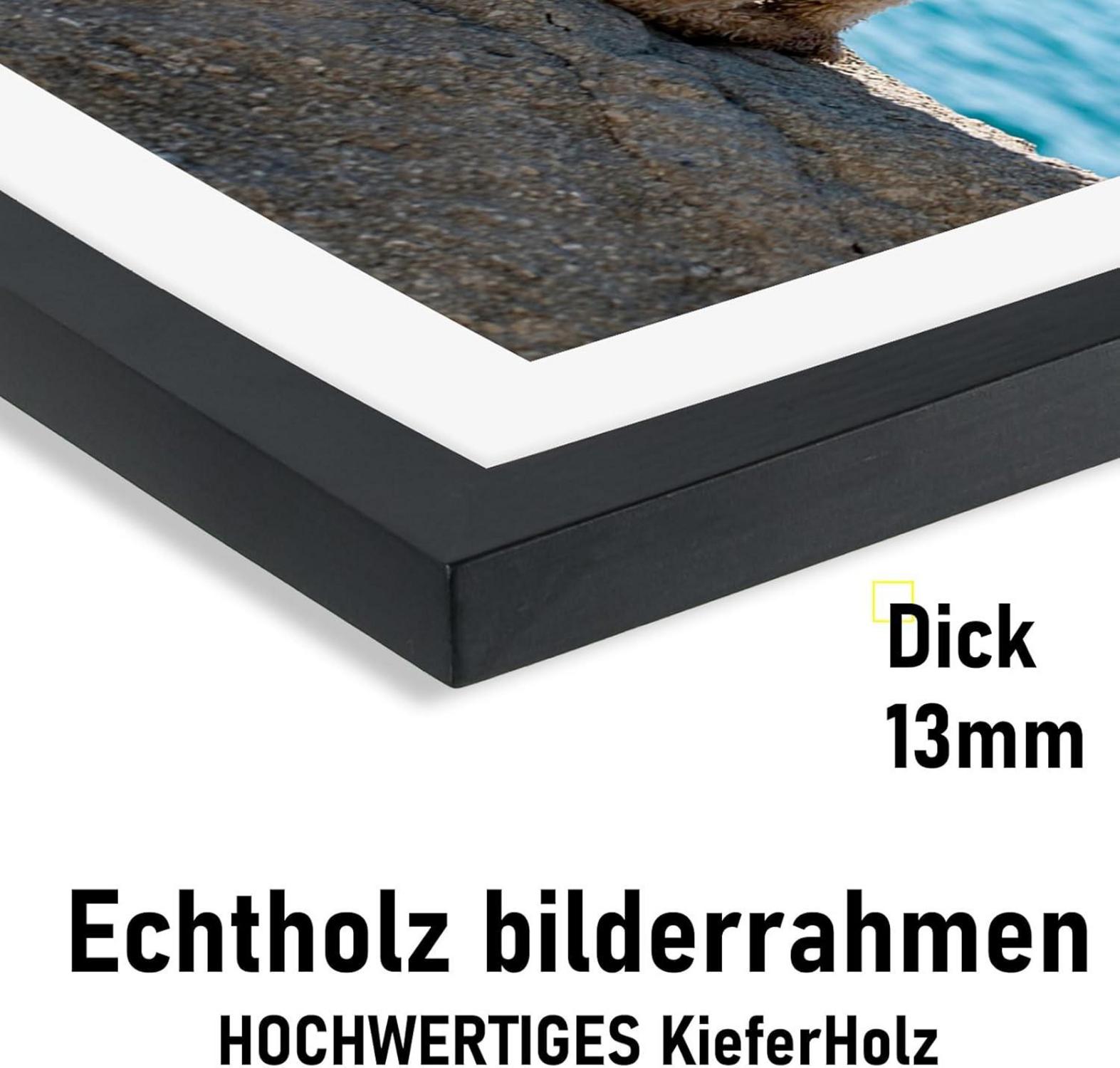 Kollyseek Bilderrahmen Set Schwarz 30x40cm Echtholz Acrylglas 3er