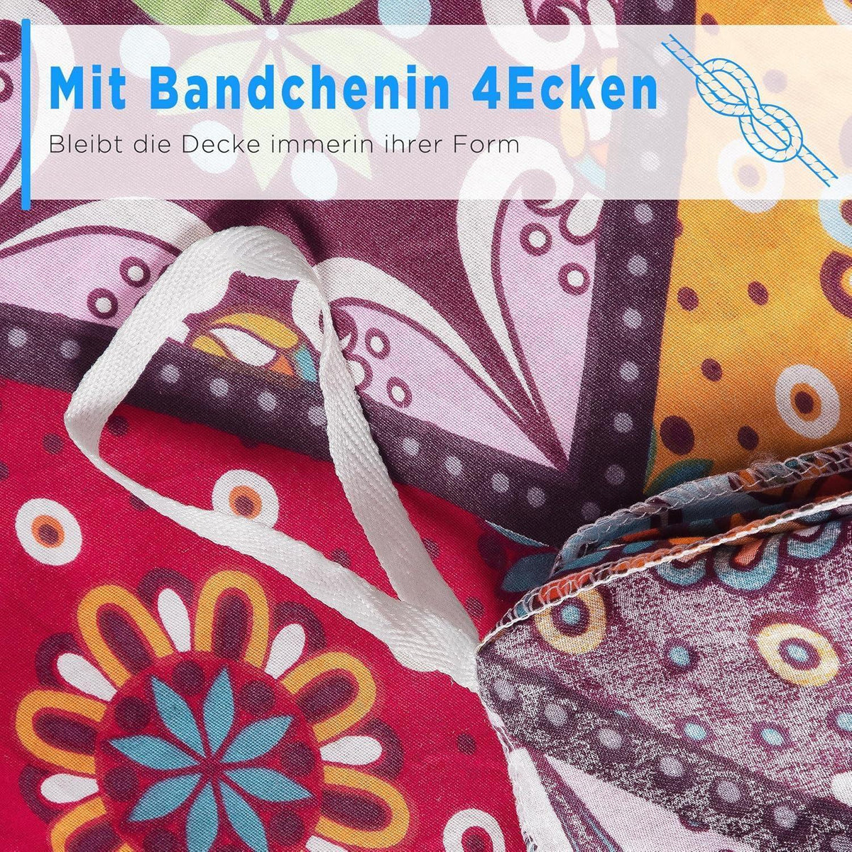 Bettwäsche-Set Baumwolle 155x220 cm Bunt Böhmen Paisley