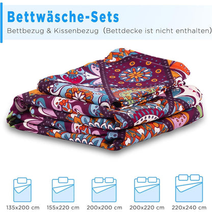 Bettwäsche-Set Baumwolle 155x220 cm Bunt Böhmen Paisley