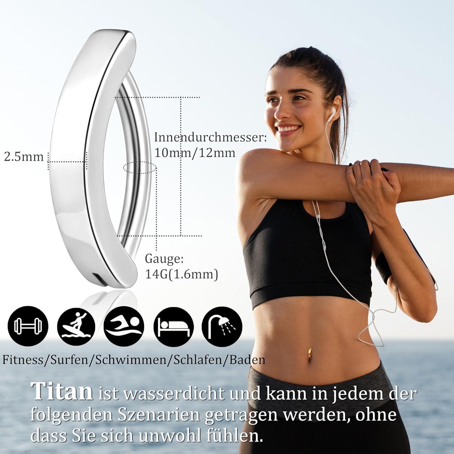 Minimalistisches 14G Titan Bauchnabelpiercing Schwarz