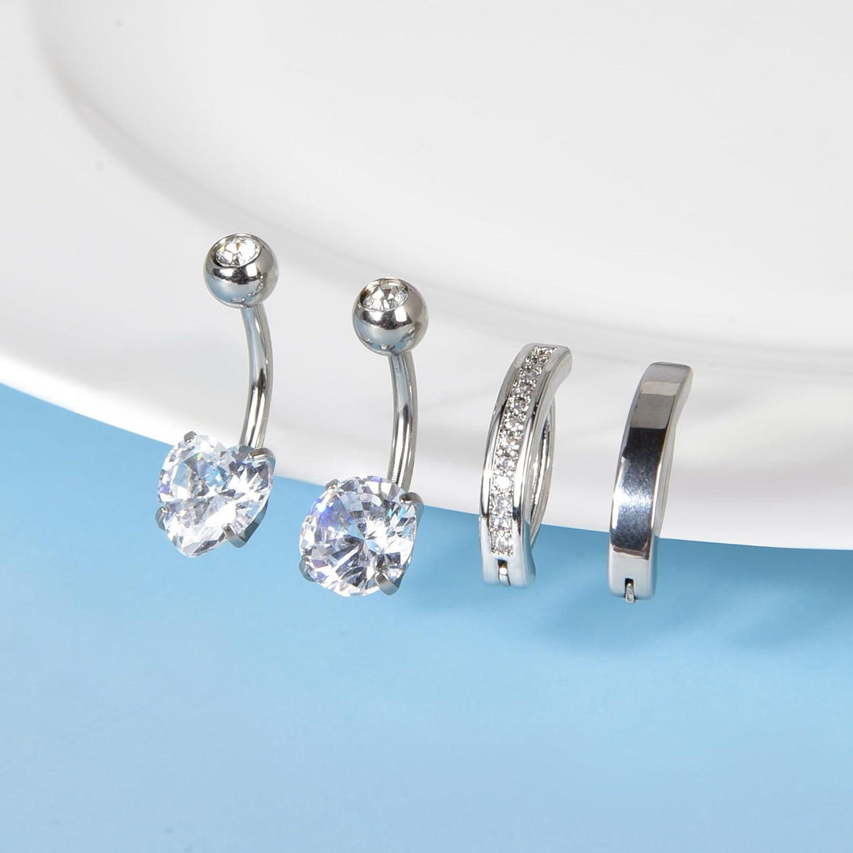 Candyfancy Bauchnabelpiercing Set 316L Chirurgenstahl Zirkonia Herz Nabelpiercing 14G 10mm