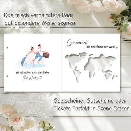 Hochzeit Geldgeschenk Umschläge Weltkarte Personalisiert