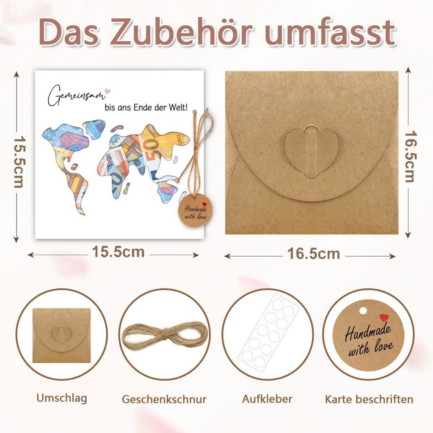 Luckeey Geldgeschenk Hochzeit Personalisierte Weltkarte Umschläge
