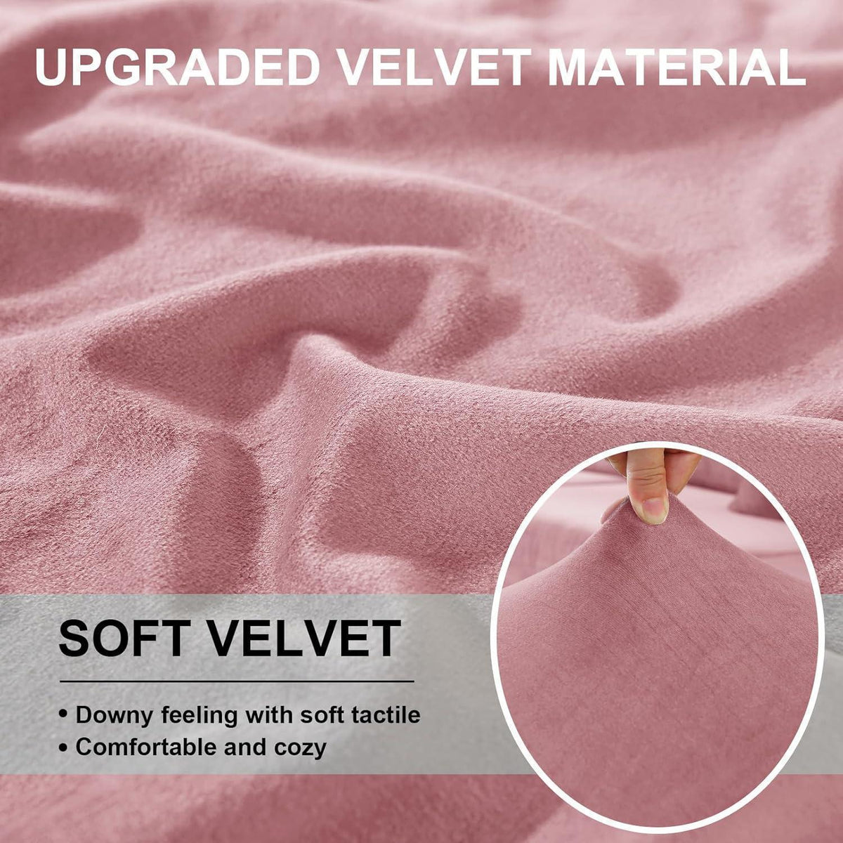 Samt Sofaüberzug Stretch Rosa – Rutschfest & Waschbar
