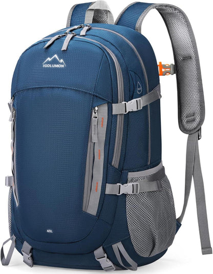 Wanderrucksack 40L Wasserdichter Groß Faltbarer Trekkingrucksack Blau