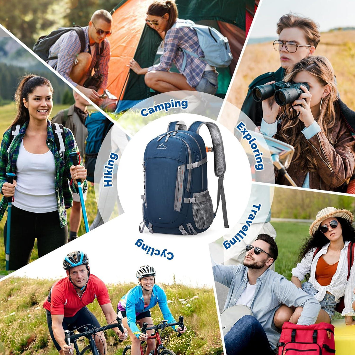 Wasserdichter Wanderrucksack 40L Blau für Outdoor-Aktivitäten