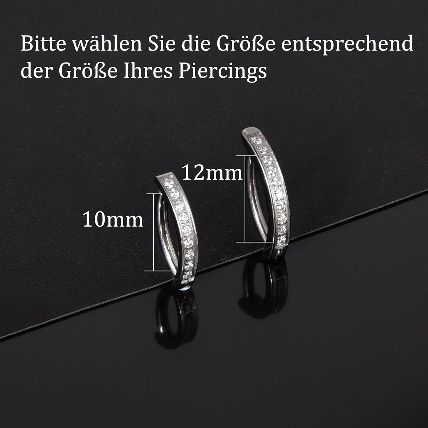 14G Bauchnabelpiercing Clicker Titan Schwarz 10mm Zirkonia Belly