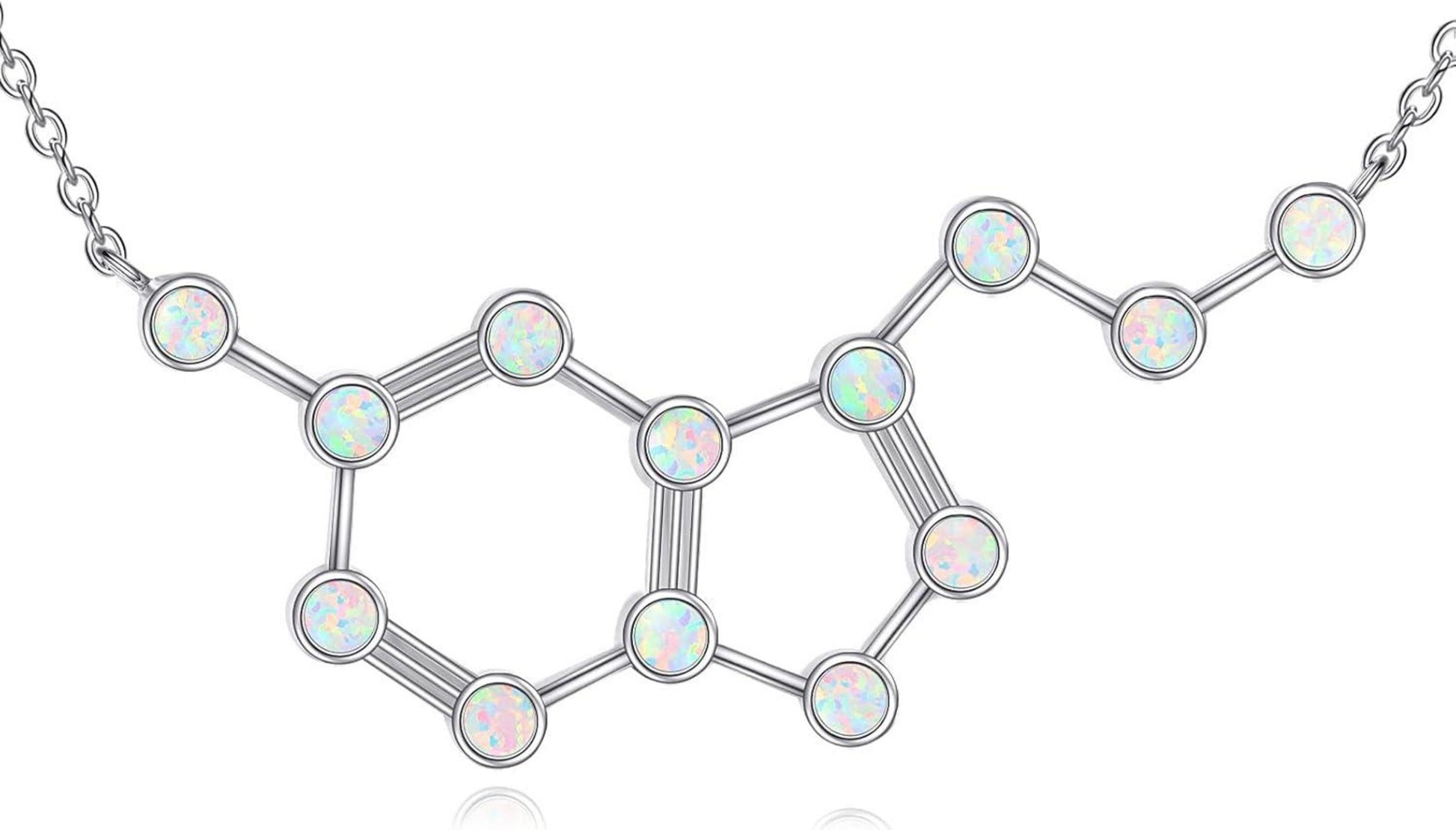 Molekulares Serotonin Halskette 925 Sterling Silber Opal dopamin