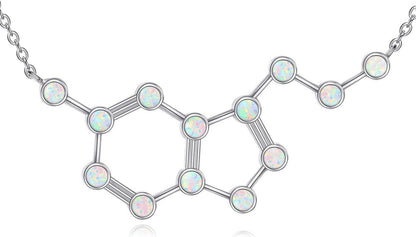Molekulares Serotonin Halskette 925 Sterling Silber Opal dopamin