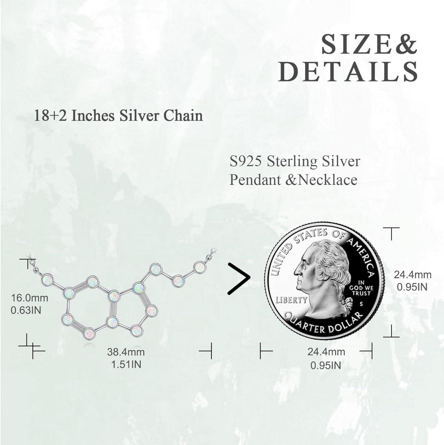 Opal Dopamin Serotonin Halskette 925 Sterling Silber, Geschenk für Chemie Absolventen
