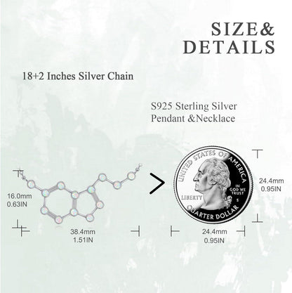 Opal Dopamin Serotonin Halskette 925 Sterling Silber, Geschenk für Chemie Absolventen