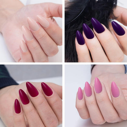 576 Stück Matt Mandel Nägel mittelgroß, 24 Farben einzeln, Press On Nails wiederverwendbare künstliche Nägel