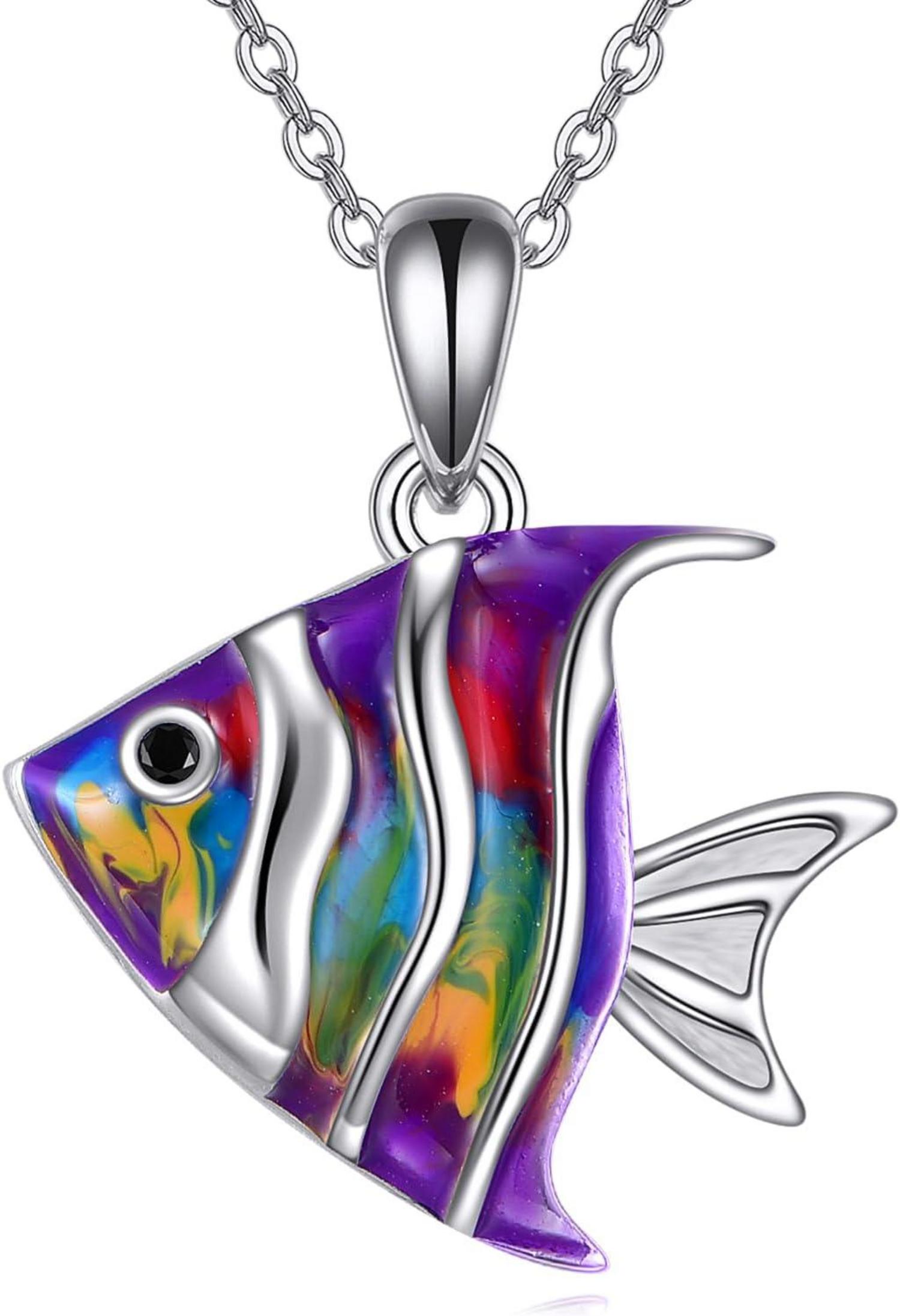 925 Sterling Silber Fisch Halskette Meeresbewohner Geschenk