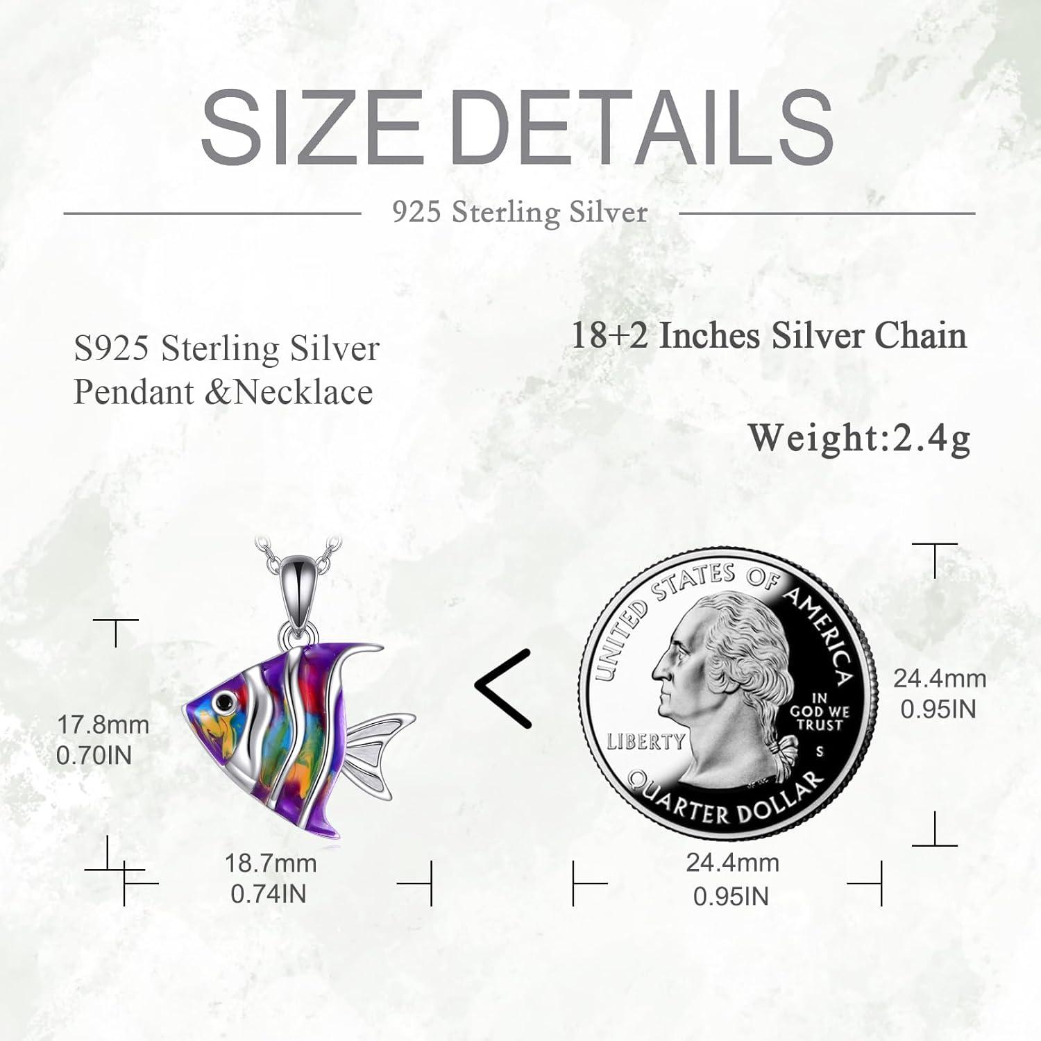 925 Sterling Silber Tropischer Fisch Halskette