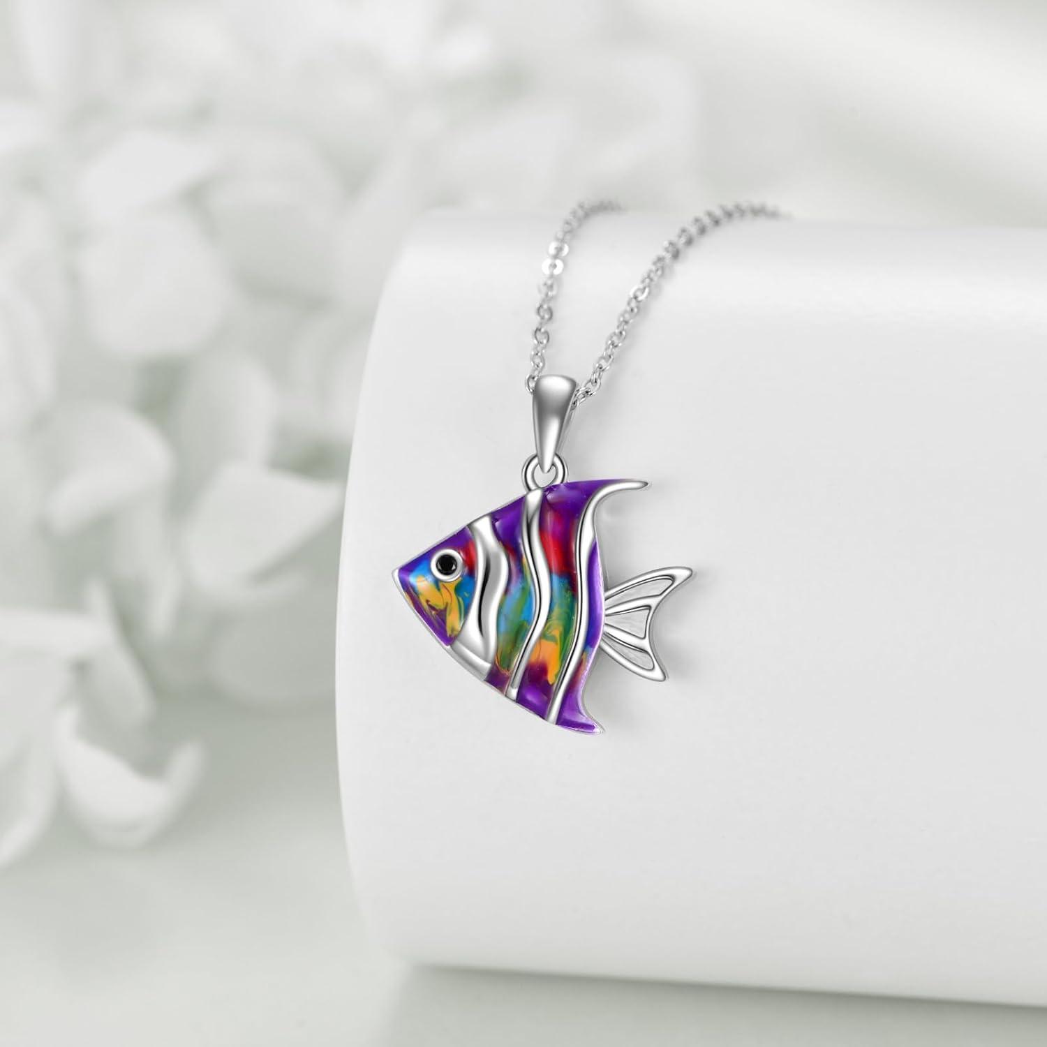 925 Sterling Silber Fisch Halskette Meeresbewohner Geschenk