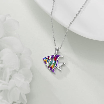 925 Sterling Silber Tropischer Fisch Halskette Meeresbewohner Geschenk für Frauen