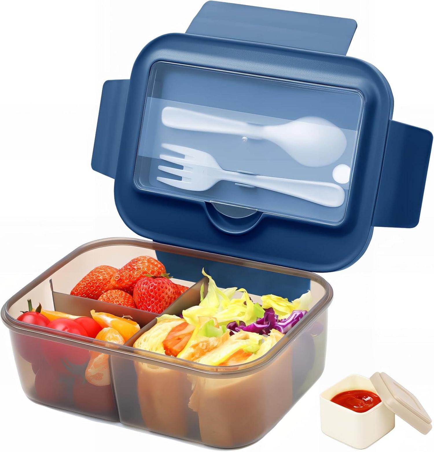Brotdose Kinder 1400ML Lunchbox Auslaufsicher Bento Box mit Besteck