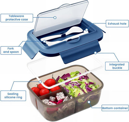 Brotdose Kinder 1400ML Lunchbox Auslaufsicher Bento Box mit Besteck