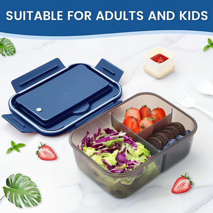 Brotdose Kinder 1400ML Auslaufsicher Lunchbox Fächern Bento Box Besteck